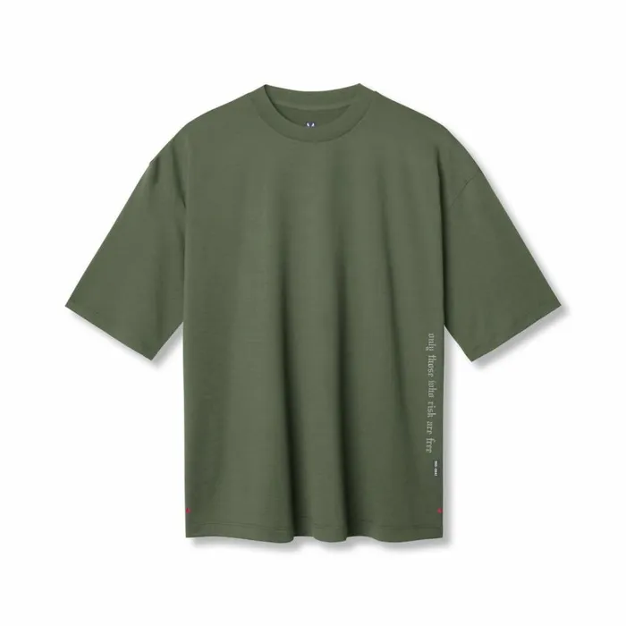 Short Sleeves Men ASRV 3DLite 20 Lycra 34Sleeve Oversized Tee Olive 034otwr034