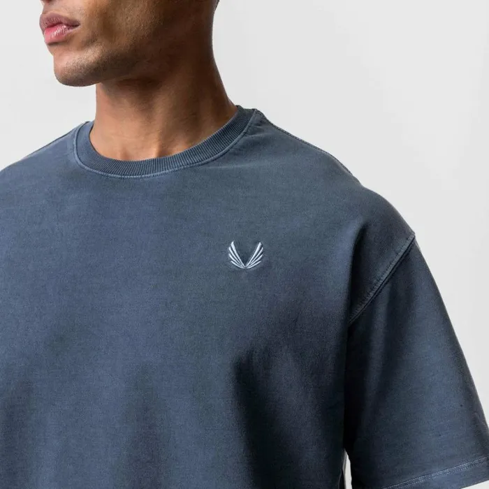 Short Sleeves Men ASRV Stone Washed Oversized Tee Faded Navy