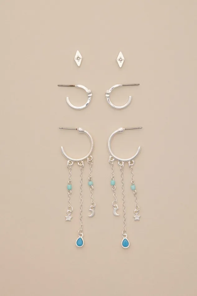 Silver High Shine Earring Set Silver Women Lucky Brand Jewelry