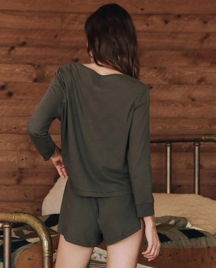 Sleep Tops Women The Great The Crop Sleep Henley Washed Black Sleep Tops Women The Great The Crop Sleep Henley Washed Black