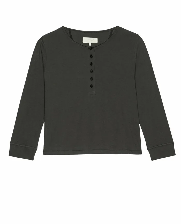 Sleep Tops Women The Great The Crop Sleep Henley Washed Black Sleep Tops Women The Great The Crop Sleep Henley Washed Black