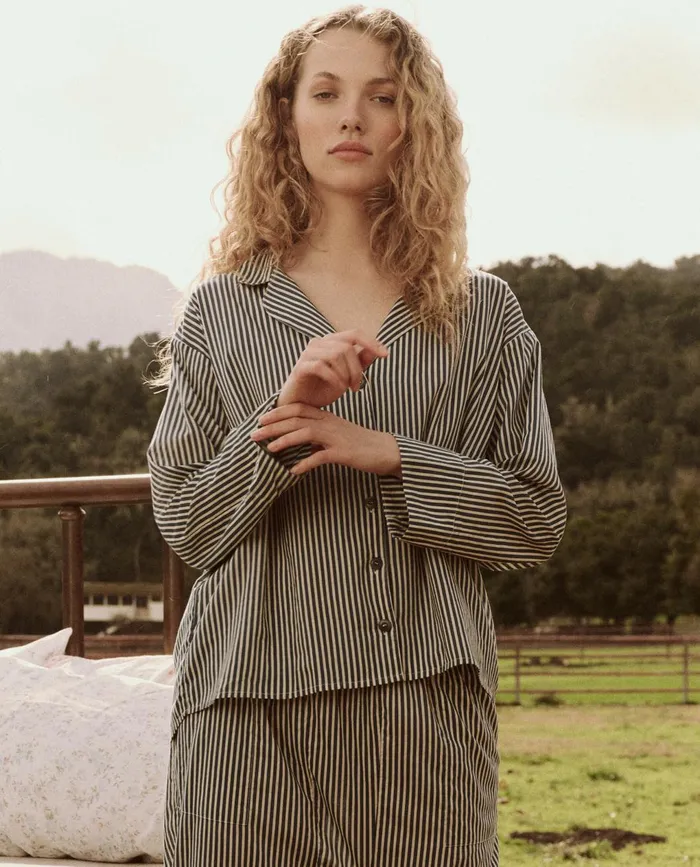 Sleep Tops Women The Great The Pajama Shirt Horizon Stripe