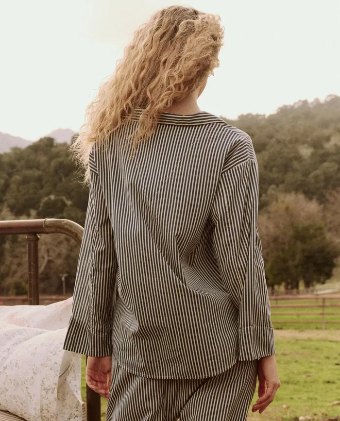 Sleep Tops Women The Great The Pajama Shirt Horizon Stripe