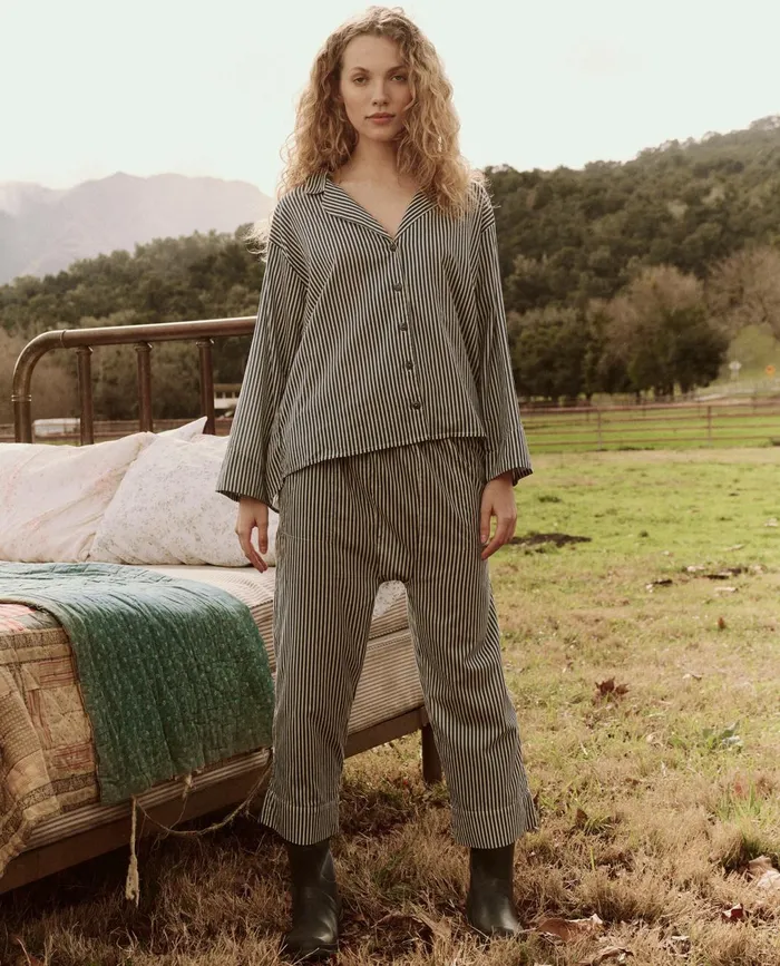 Sleep Tops Women The Great The Pajama Shirt Horizon Stripe