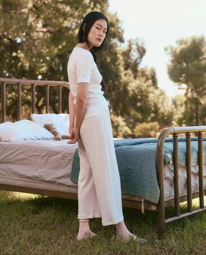 Sleep Tops Women The Great The Pointelle Ballet Tee White Sleep Tops Women The Great The Pointelle Ballet Tee White