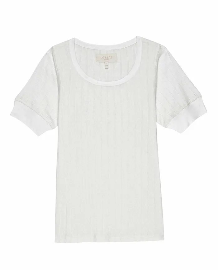 Sleep Tops Women The Great The Pointelle Ballet Tee White Sleep Tops Women The Great The Pointelle Ballet Tee White