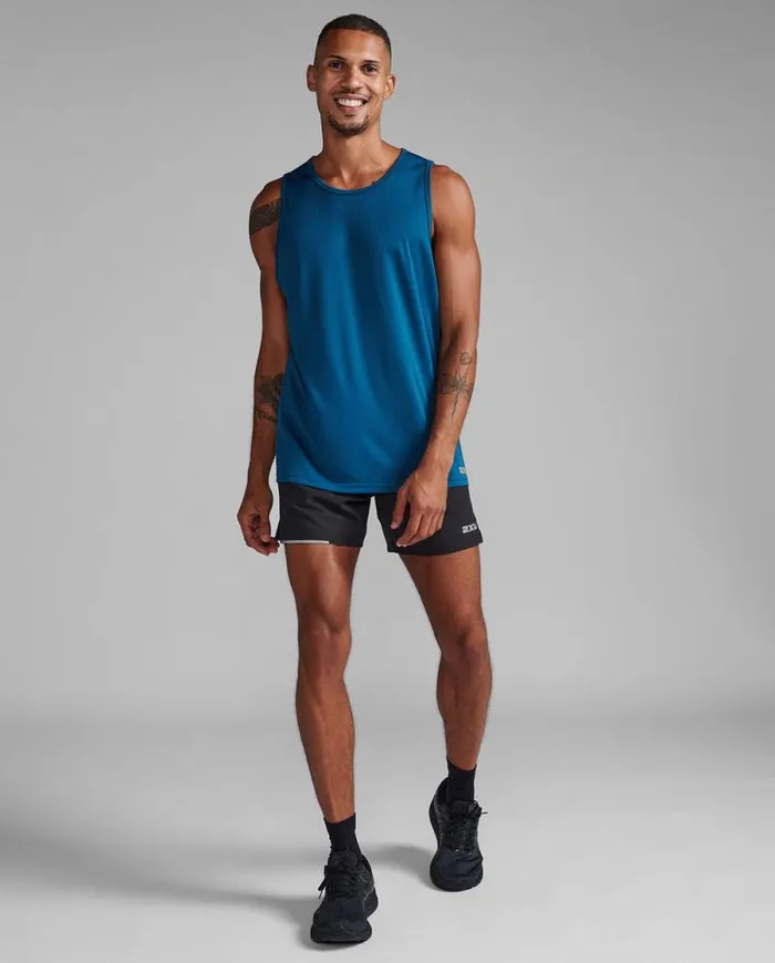 Sleeveless Mens 2XU Aero Tank Majolsilver Reflective