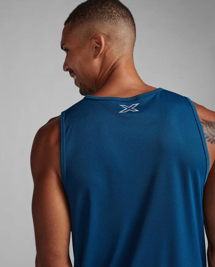 Sleeveless Mens 2XU Aero Tank Majolsilver Reflective