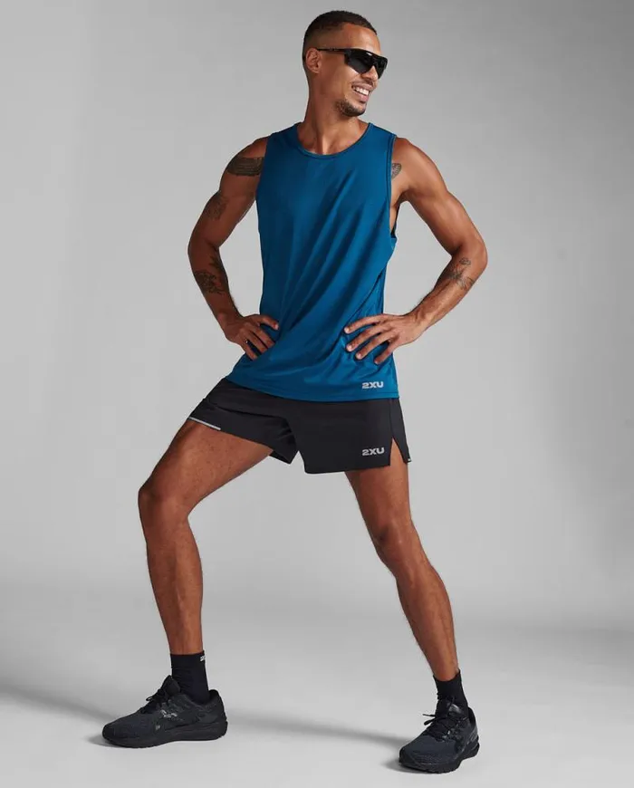 Sleeveless Mens 2XU Aero Tank Majolsilver Reflective