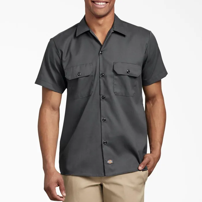 Slim Fit Short Sleeve Work Shirt Charcoal Gray Charcoal Gray ch Men Dickies Work Shirts Slim Fit Short Sleeve Work Shirt Charcoal Gray Charcoal Gray ch Men Dickies Work Shirts