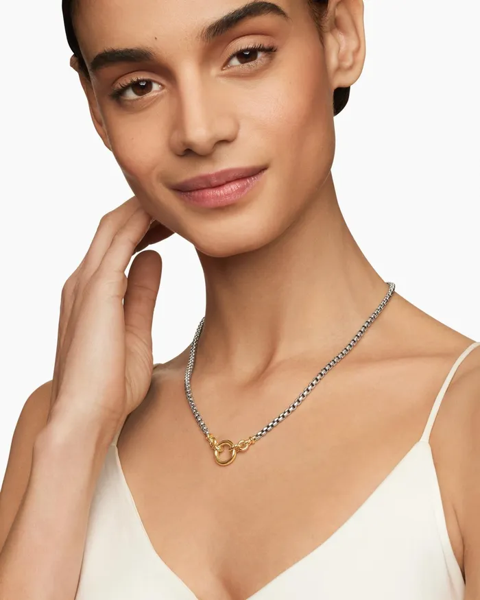 Smooth Amulet Vehicle Box Chain Necklace In Sterling Silver With 18K Yellow Gold 36mm Women David Yurman Chain Smooth Amulet Vehicle Box Chain Necklace In Sterling Silver With 18K Yellow Gold 36mm Women David Yurman Chain