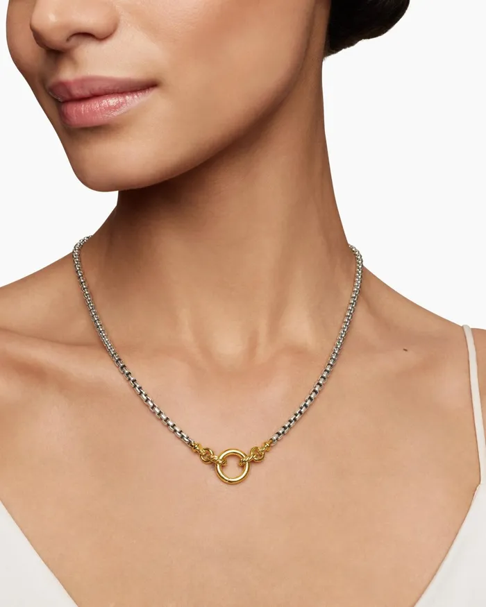 Smooth Amulet Vehicle Box Chain Necklace In Sterling Silver With 18K Yellow Gold 36mm Women David Yurman Chain Smooth Amulet Vehicle Box Chain Necklace In Sterling Silver With 18K Yellow Gold 36mm Women David Yurman Chain