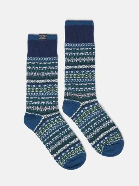 Socks Men Joules Blue Fair Isle Socks Size 712