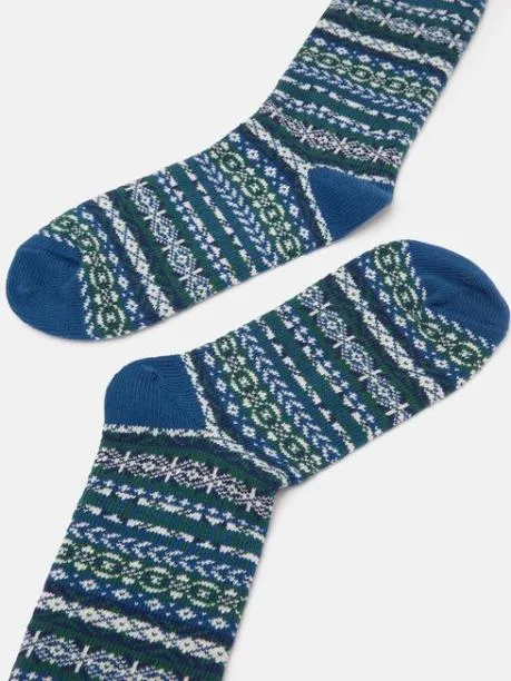 Socks Men Joules Blue Fair Isle Socks Size 712