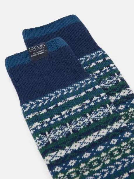 Socks Men Joules Blue Fair Isle Socks Size 712