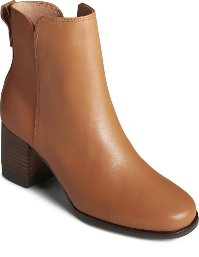 Sperry Boat Shoes Women Seaport Heel Water Resistant Leather Boot Tan Sperry Boat Shoes Women Seaport Heel Water Resistant Leather Boot Tan