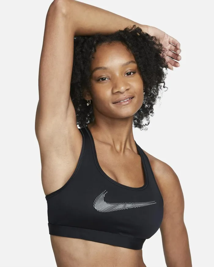 Sports Bras Women Nike Swoosh MediumSupport Blackblackcool Grey