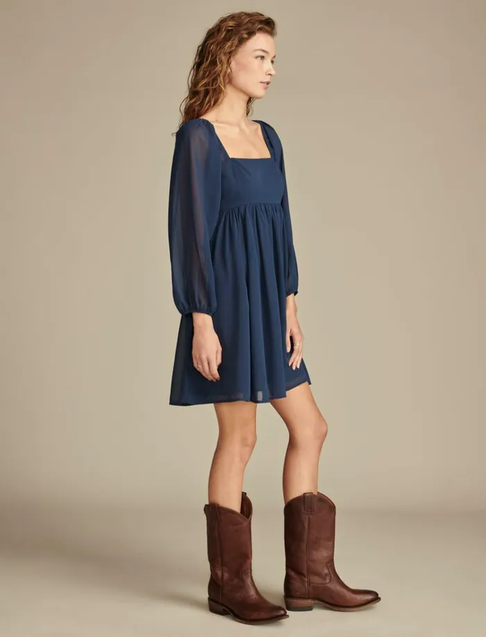 Square Nk Long Slv Mini Mood Indigo Women Lucky Brand Dresses