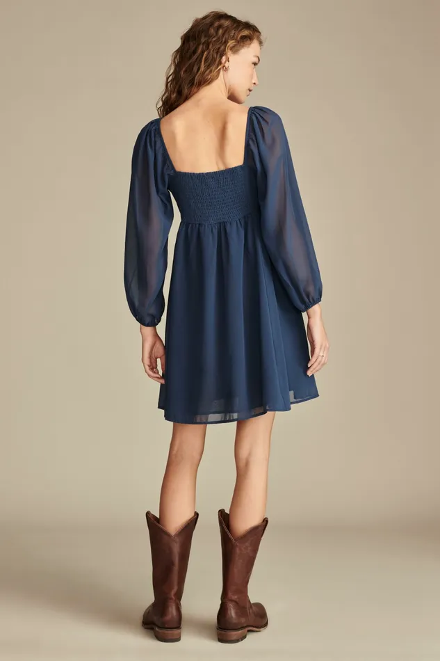 Square Nk Long Slv Mini Mood Indigo Women Lucky Brand Dresses