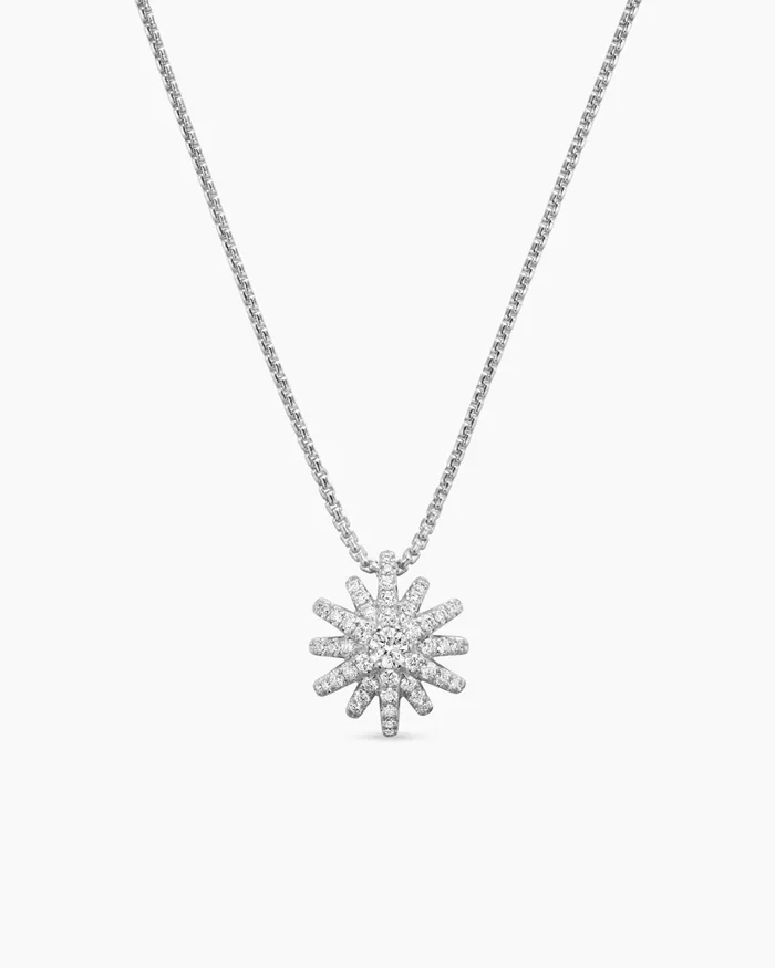 Starburst Pendant Necklace In 18K White Gold With Diamonds 12mm Women David Yurman Pendant Starburst Pendant Necklace In 18K White Gold With Diamonds 12mm Women David Yurman Pendant