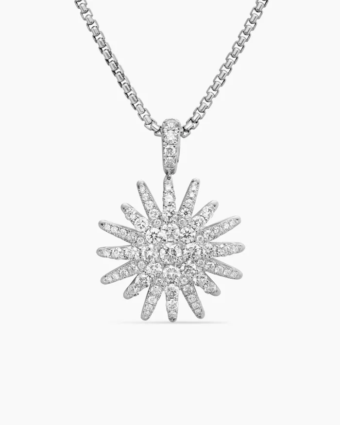 Starburst Pendant Necklace In 18K White Gold With Diamonds 20mm Women David Yurman Pendant Starburst Pendant Necklace In 18K White Gold With Diamonds 20mm Women David Yurman Pendant