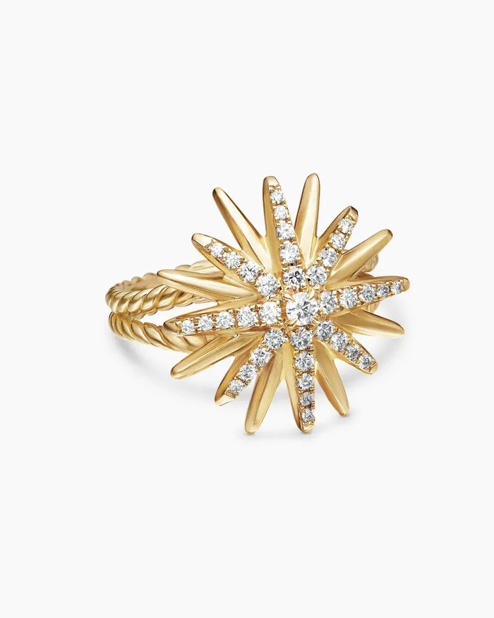 Starburst Ring In 18K Yellow Gold With Diamonds 19mm Women David Yurman Statement Starburst Ring In 18K Yellow Gold With Diamonds 19mm Women David Yurman Statement