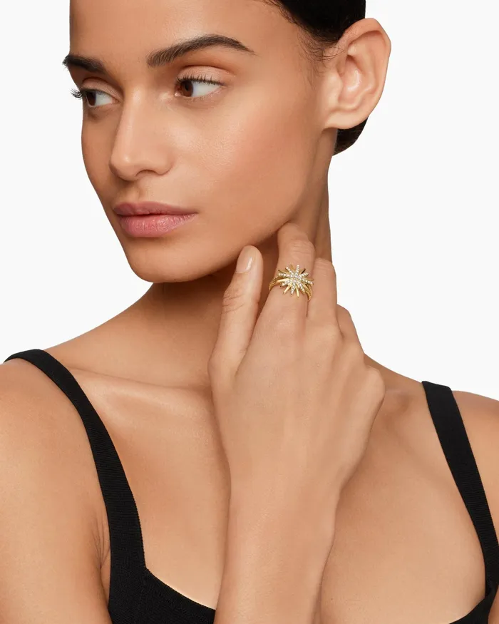 Starburst Ring In 18K Yellow Gold With Diamonds 19mm Women David Yurman Statement Starburst Ring In 18K Yellow Gold With Diamonds 19mm Women David Yurman Statement