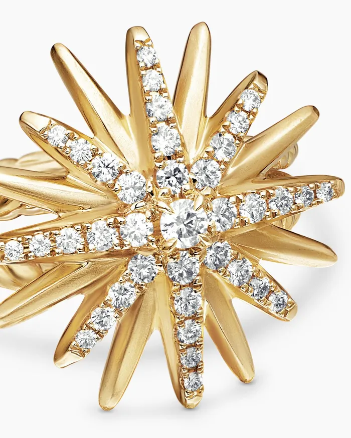 Starburst Ring In 18K Yellow Gold With Diamonds 19mm Women David Yurman Statement Starburst Ring In 18K Yellow Gold With Diamonds 19mm Women David Yurman Statement