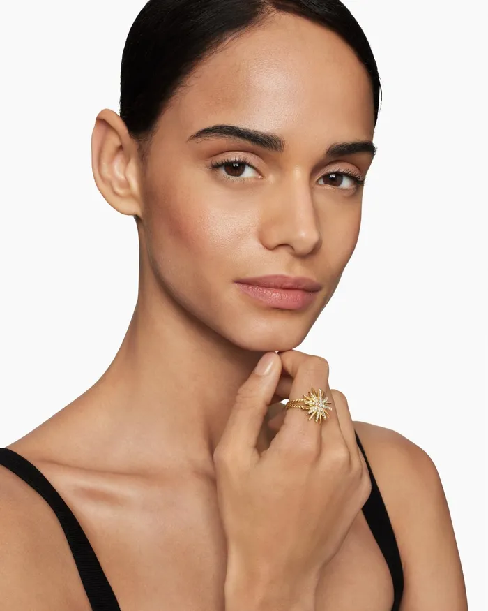 Starburst Ring In 18K Yellow Gold With Diamonds 19mm Women David Yurman Statement Starburst Ring In 18K Yellow Gold With Diamonds 19mm Women David Yurman Statement