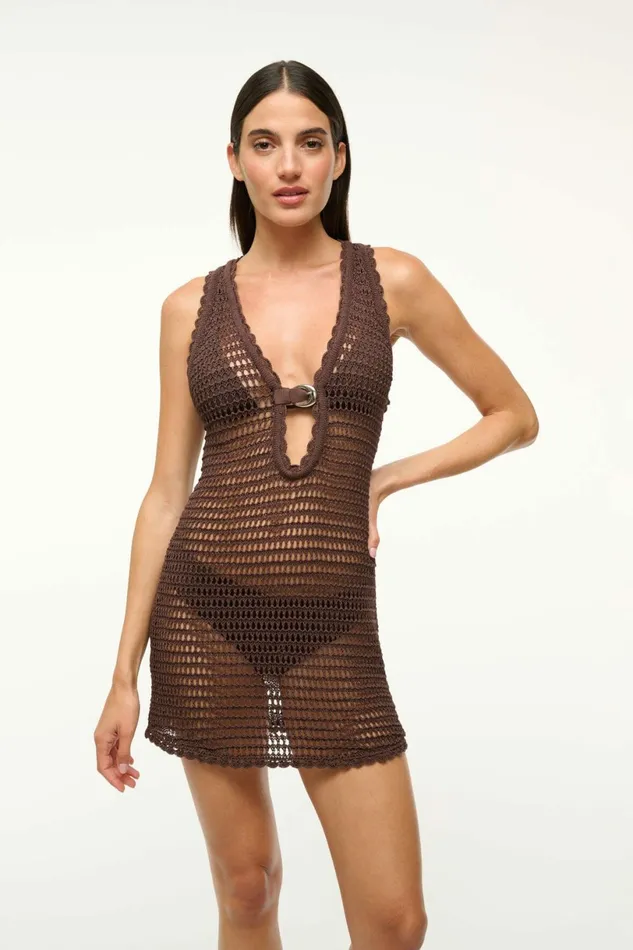 STAUD ANOK DRESS Dark Chocolate Women Swim STAUD ANOK DRESS Dark Chocolate Women Swim