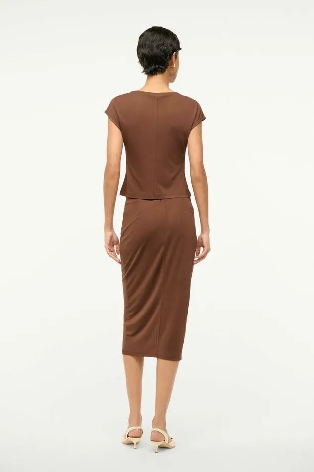 STAUD CHANA SKIRT Dark Oak Women Skirts STAUD CHANA SKIRT Dark Oak Women Skirts