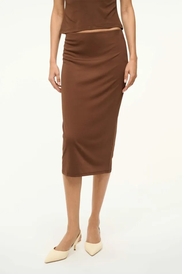 STAUD CHANA SKIRT Dark Oak Women Skirts STAUD CHANA SKIRT Dark Oak Women Skirts