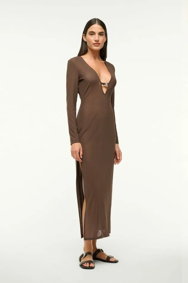 STAUD CLEO DRESS Dark Chocolate Women Swim STAUD CLEO DRESS Dark Chocolate Women Swim
