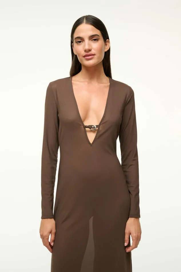 STAUD CLEO DRESS Dark Chocolate Women Swim STAUD CLEO DRESS Dark Chocolate Women Swim