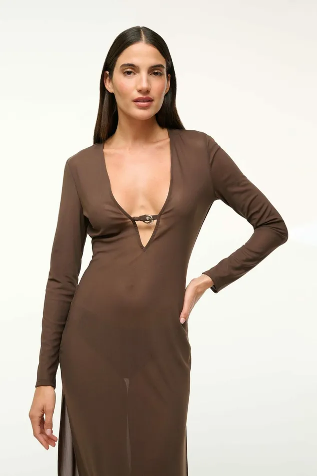 STAUD CLEO DRESS Dark Chocolate Women Swim STAUD CLEO DRESS Dark Chocolate Women Swim