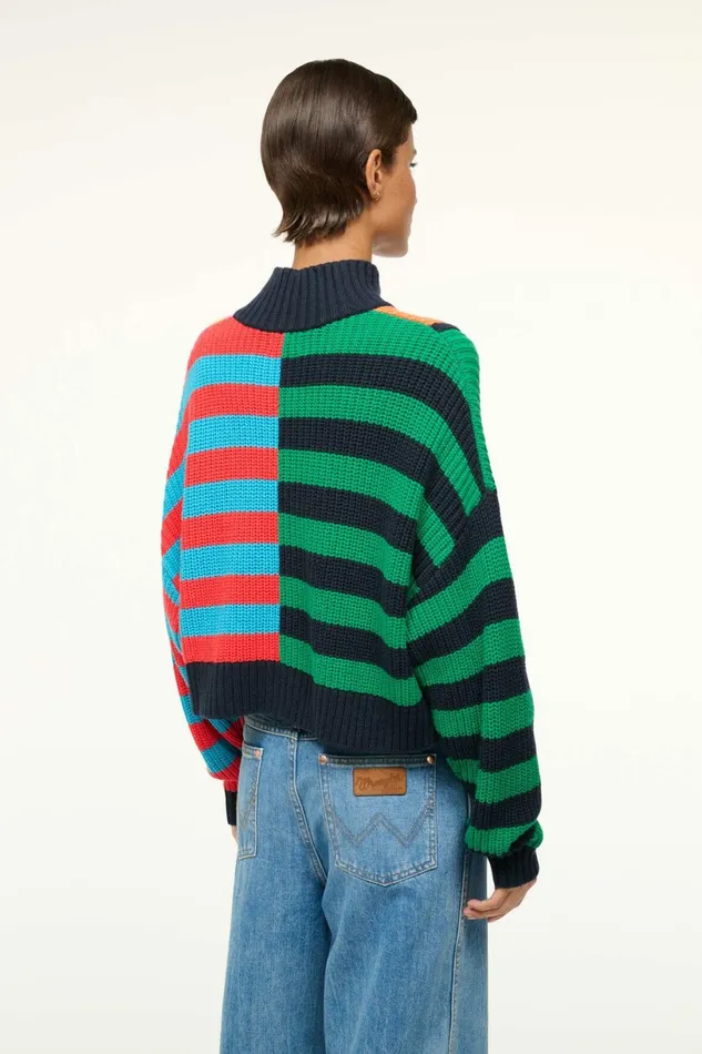 STAUD CROPPED HAMPTON SWEATER Cabana Stripe Multi Women Sweaters STAUD CROPPED HAMPTON SWEATER Cabana Stripe Multi Women Sweaters