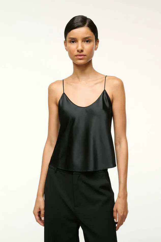 STAUD DURAND SILK CAMI Black Women Tops