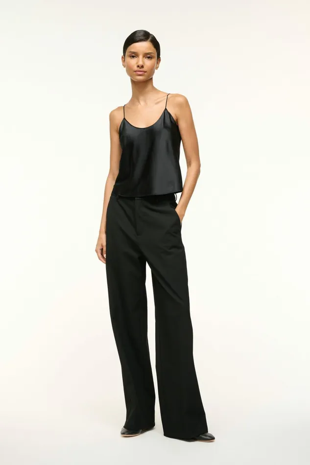 STAUD DURAND SILK CAMI Black Women Tops STAUD DURAND SILK CAMI Black Women Tops