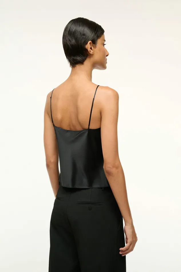 STAUD DURAND SILK CAMI Black Women Tops STAUD DURAND SILK CAMI Black Women Tops