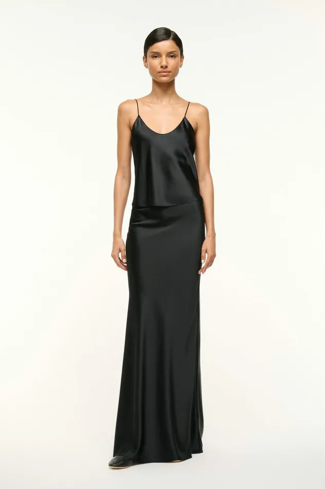 STAUD DURAND SILK CAMI Black Women Tops STAUD DURAND SILK CAMI Black Women Tops