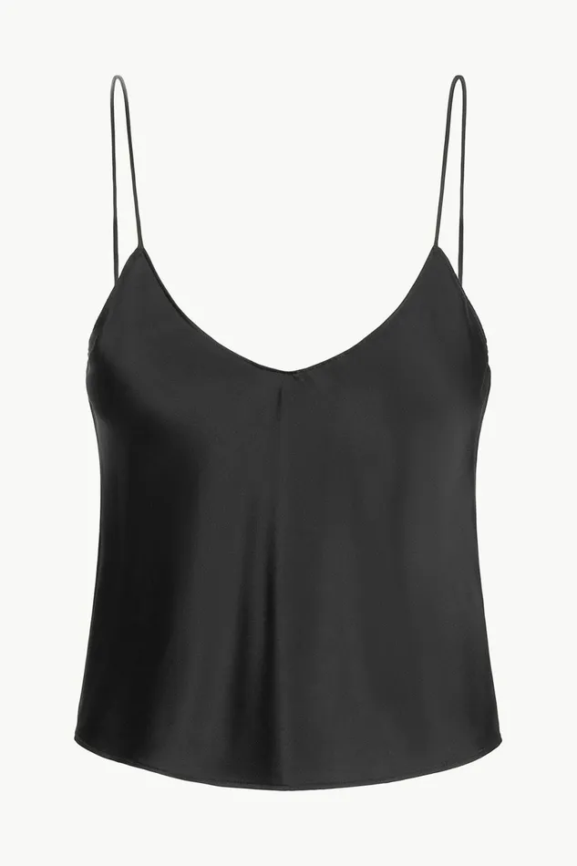 STAUD DURAND SILK CAMI Black Women Tops STAUD DURAND SILK CAMI Black Women Tops