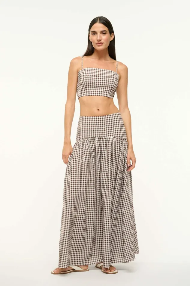 STAUD FEDERICO TANK Dark Chocolate Gingham Women Swim STAUD FEDERICO TANK Dark Chocolate Gingham Women Swim
