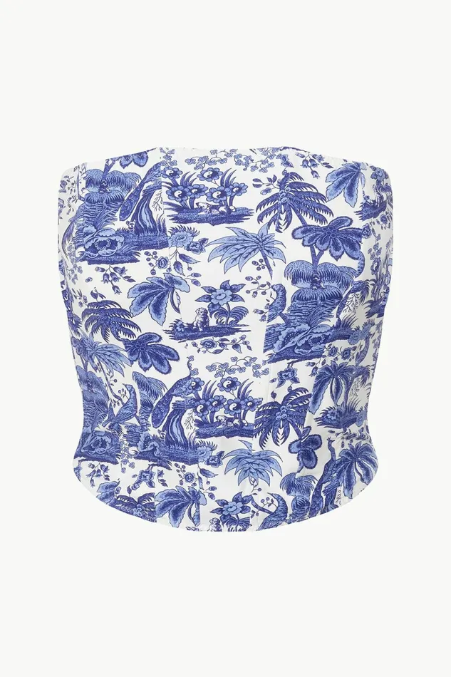 STAUD FRANCESCA BIKINI TOP Blue Toile Women Swim STAUD FRANCESCA BIKINI TOP Blue Toile Women Swim