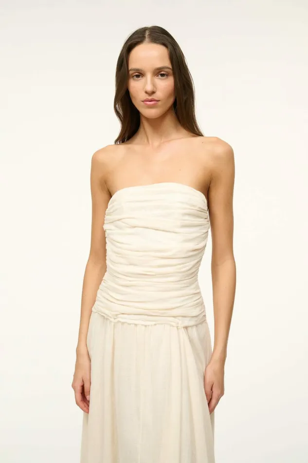STAUD HIGHTIDE DRESS Buttercream Women The Evening Edit STAUD HIGHTIDE DRESS Buttercream Women The Evening Edit