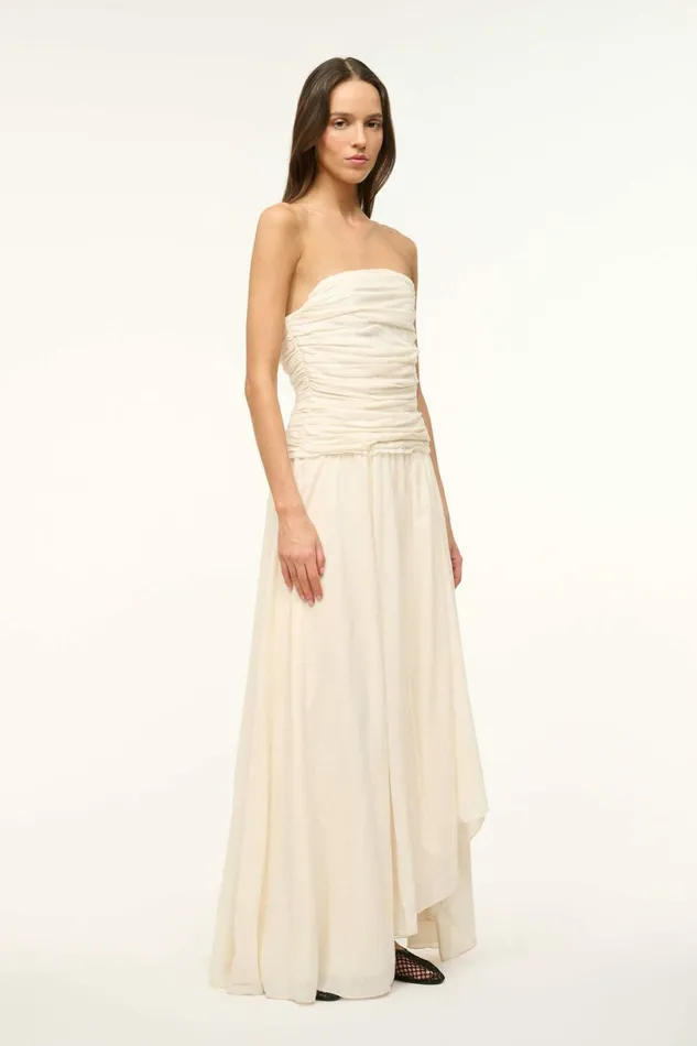 STAUD HIGHTIDE DRESS Buttercream Women The Evening Edit STAUD HIGHTIDE DRESS Buttercream Women The Evening Edit