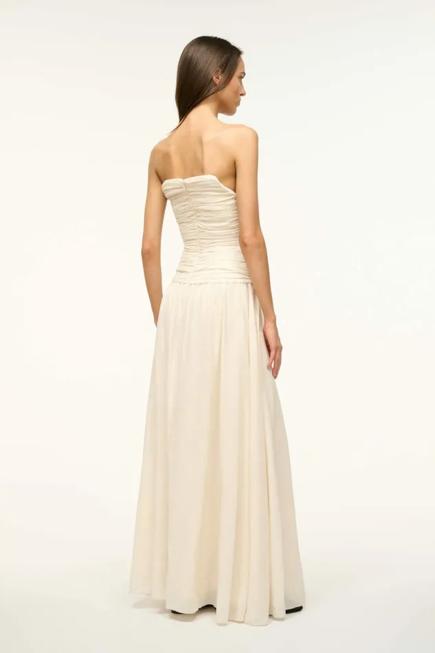 STAUD HIGHTIDE DRESS Buttercream Women The Evening Edit STAUD HIGHTIDE DRESS Buttercream Women The Evening Edit