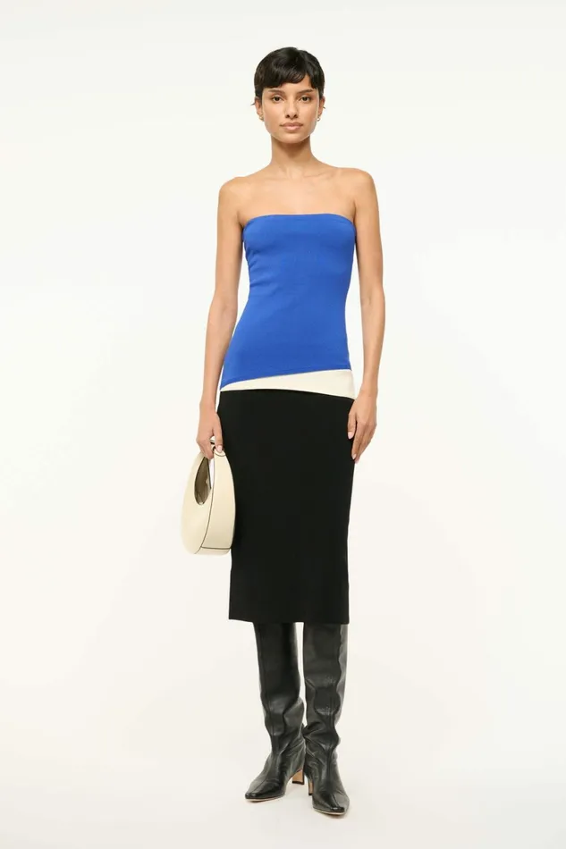 STAUD LA SERENA DRESS Deep Sea Black Ivory Women Dresses