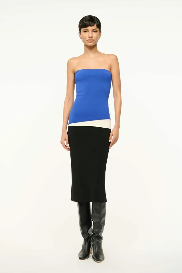 STAUD LA SERENA DRESS Deep Sea Black Ivory Women Dresses STAUD LA SERENA DRESS Deep Sea Black Ivory Women Dresses