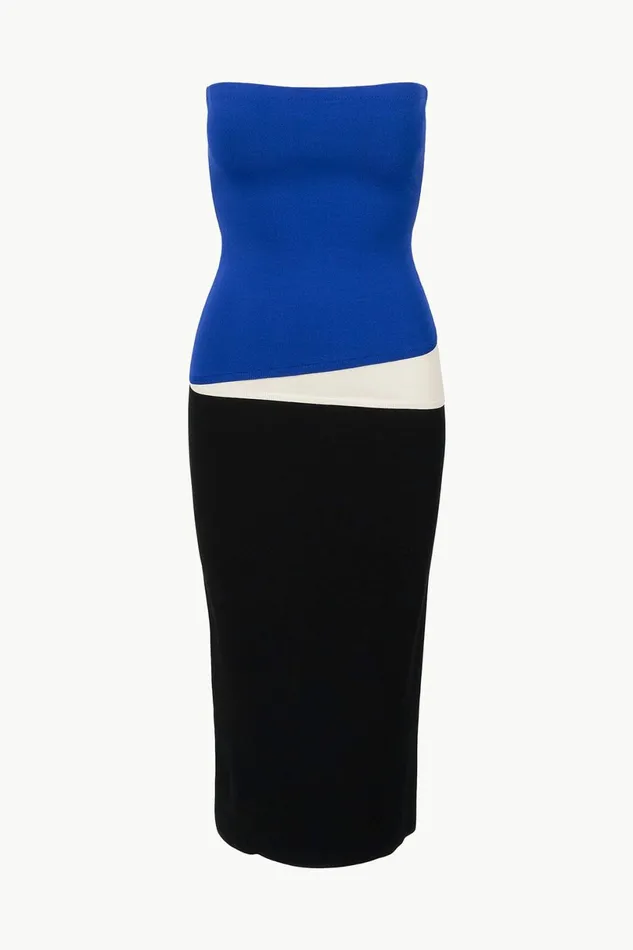 STAUD LA SERENA DRESS Deep Sea Black Ivory Women Dresses STAUD LA SERENA DRESS Deep Sea Black Ivory Women Dresses