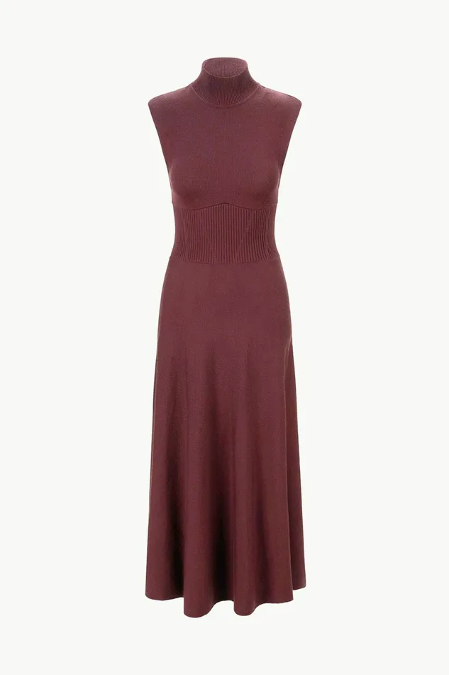 STAUD LAFAYETTE DRESS Merlot Women The Knit Shop STAUD LAFAYETTE DRESS Merlot Women The Knit Shop